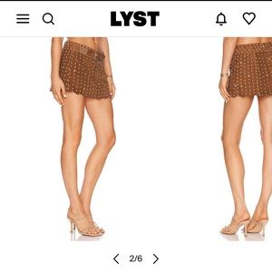 Retrofete Brown Suede Gold gem low rise skirt size small